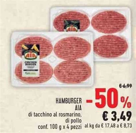 Offerta HAMBURGER AIA Di Tacchino Al Rosmarino Al Rosmarino Di Pollo