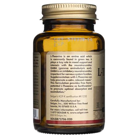 Solgar L Theanine 150 Mg 60 Veg Capsules Medpak Shop