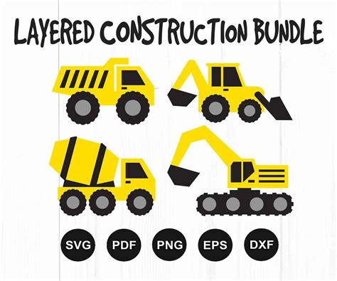 Construction Svg Trucks Svg Files Excavator Svg Dump Truck Etsy Canada