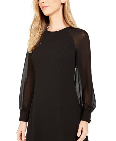 Calvin Klein Illusion Sleeve A Line Dress Macys