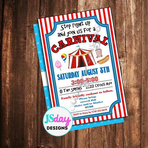 Carnival Invitation Carnival Invite Circus Cookout Party | Etsy