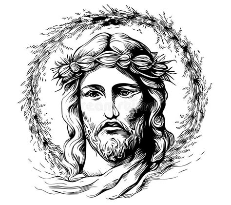 Face Of Jesus Abstract Sketch Hand Drawn In Doodle Style Vector