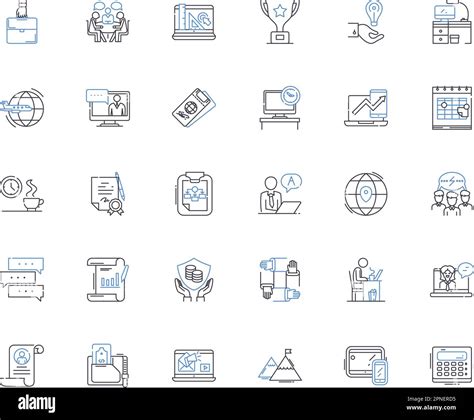 Business Center Line Icons Collection Workspace Meeting Office