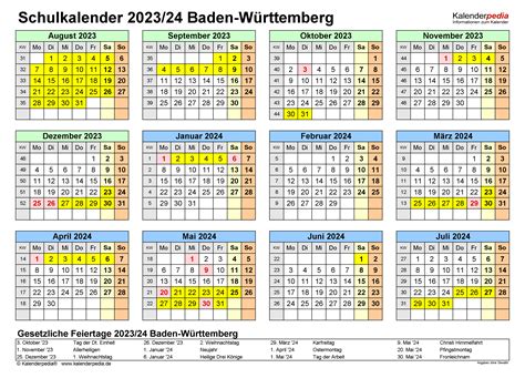 Sommerferien Bw Kalender