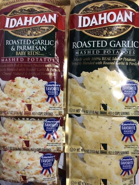 Idahoan Mashed Potatoes Roasted Garlic Variety Bundle 4 Oz Pack Of 6 Includes 3