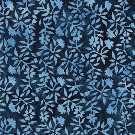 Dutch Floral Blue Navy Batik Cotton Fabric Island Batiks Fabric