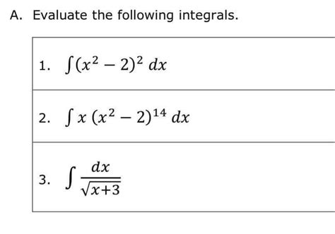 Answered A Evaluate The Following Integrals Bartleby