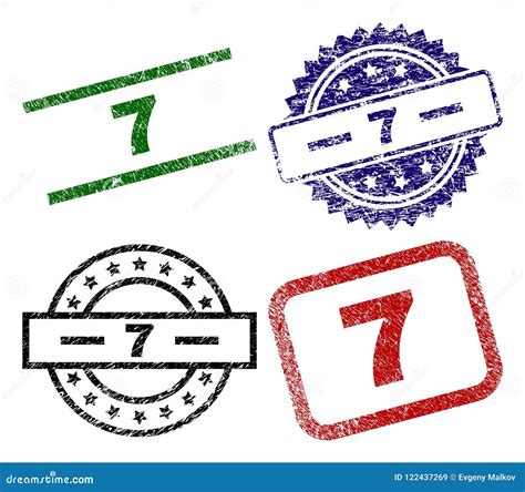 Damaged Textured 7 Stamp Seals Stock Vector Illustration Of Print