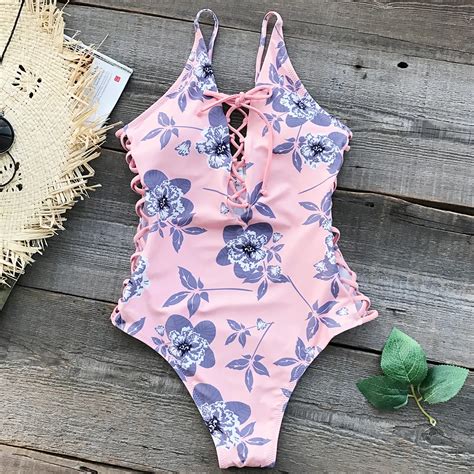 Cupshe The Best Of Youth Print One Piece Swimsuit Sexy Lace Up Bikini