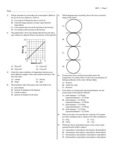 Name Earth Science Regents Review