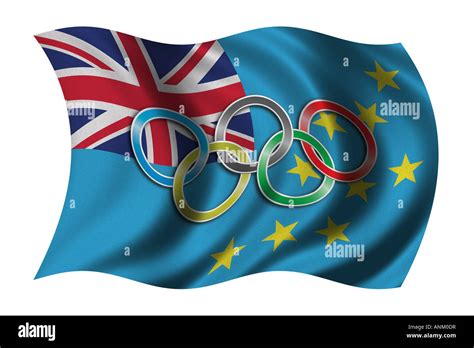 Flag Of Tuvalu With Olympic Symbol Stock Photo Alamy