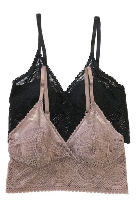 Felina 2 Pack Lace Bralettes Black Mink Editorialist