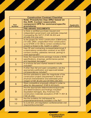 Fillable Online Construction Contract Checklist Fax Email Print Pdffiller