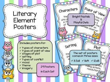 Literary Element Posters Bright Stripes Tpt