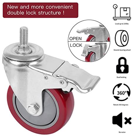 Dicasal Inch Heavy Duty Stem Casters Degree Swivel Thread Wheels