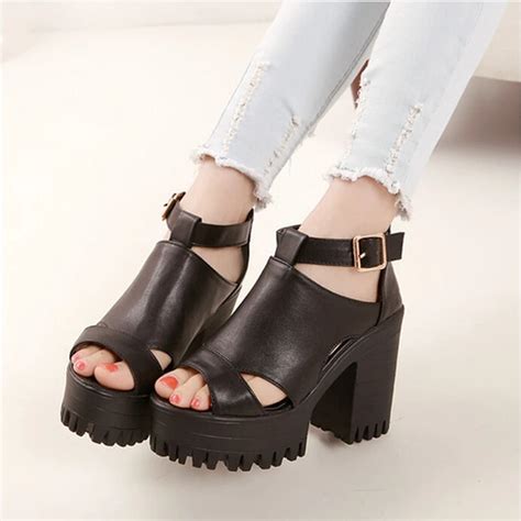 Open Toe 2015 Caged Summer Women Shoes Black Leather Peep Toe Flat