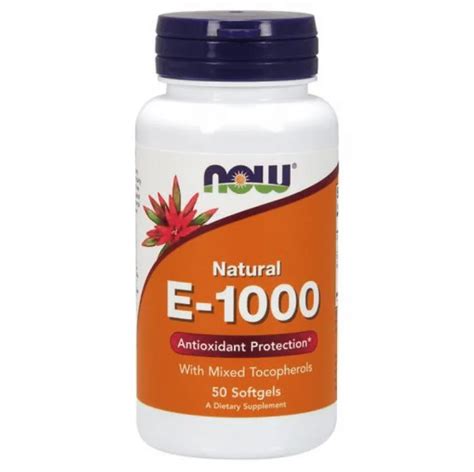 Витамин Е / Vitamin E 1000 IU NOW - 50 Меки капсули MagHerbs.com