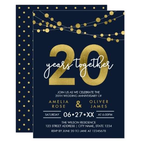 20th Wedding Anniversary Invitations Jenniemarieweddings