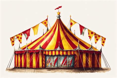 Premium Photo A Red And Yellow Striped Circus Tent Digital Art