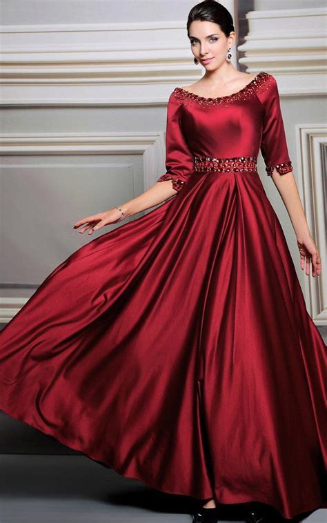 Red Prom Dress Prom Dresses Evening Party Dress With Sleeves In Stock