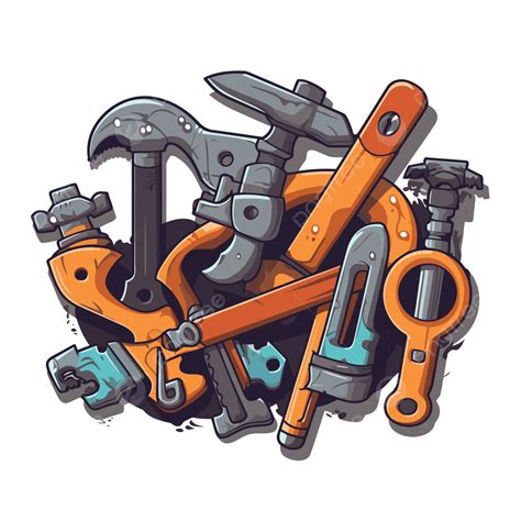 Plumbing Tool Vector Sticker Clipart Cartoon Drawing Of Various Repair