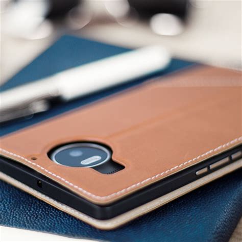 Mozo Microsoft Lumia Xl Genuine Leather Wallet Flip Cover Cognac