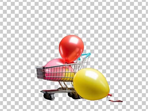 Premium Psd Colorful Balloons In A Shopping Cart