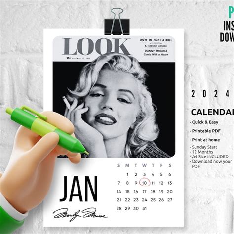 Marilyn Monroe Calendar 2024 Etsy