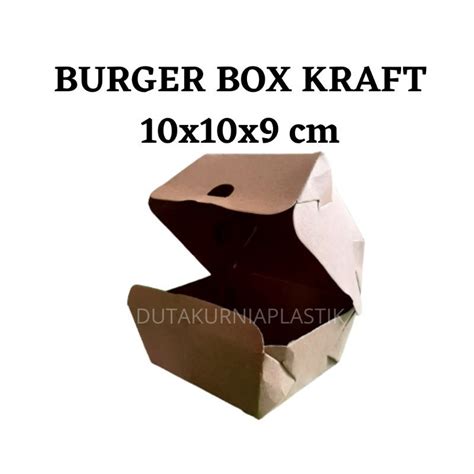 Jual Isi Pcs Burger Box Kraft Kardus Kotak Tempat Burger Coklat