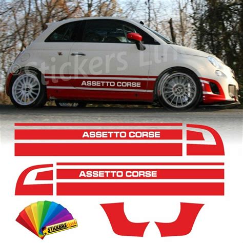 Fasce Adesive Laterali Compatibili Abarth Fiat 500 Rally R3T ASSETTO