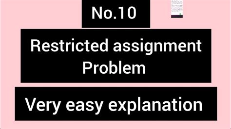 Restricted Assignment Problem Bsc Math Restricted Assignment