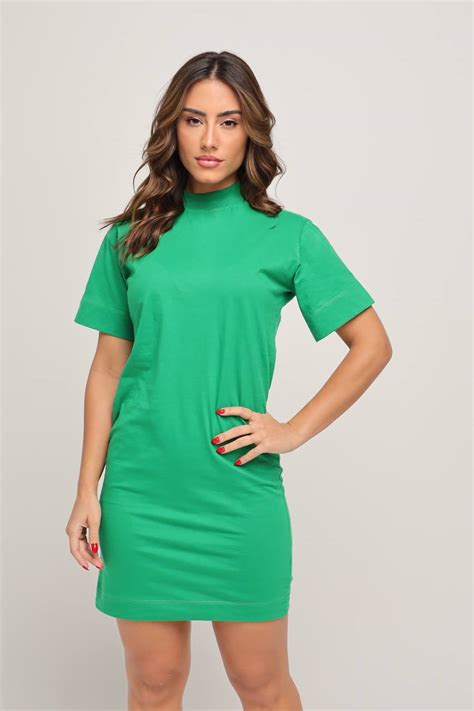 VESTIDO GOLA ALTA VERDE HYPERNATURE Valentt Fabrica De Moda