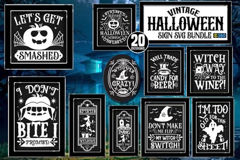 Vintage Halloween Sign Svg Bundle Halloween Farmhouse Signs