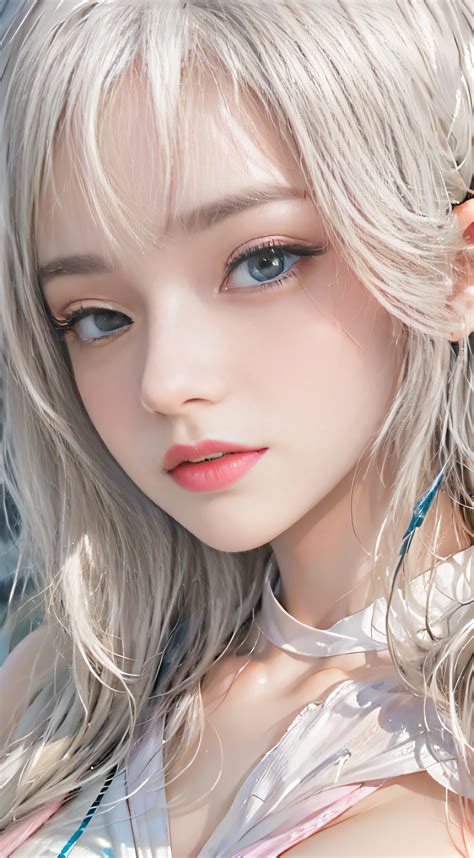 A Close Up Of A Woman With Long Blonde Hair And Blue Eyes Seaart Ai