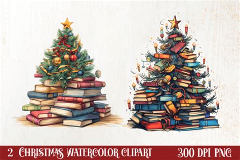 Christmas Books Tree Sublimation Clipart Graphic By CraftArt Creative