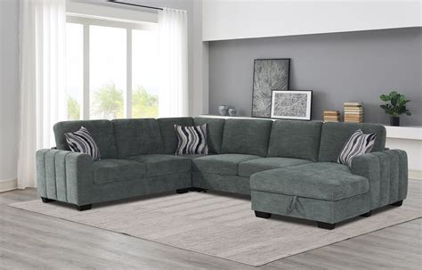 Aden Grey Piece Pop Up Sleeper Sectional Urban Furniture Outlet