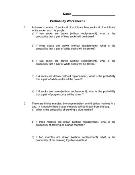 Probability Practice 2 Pdf Worksheets Library