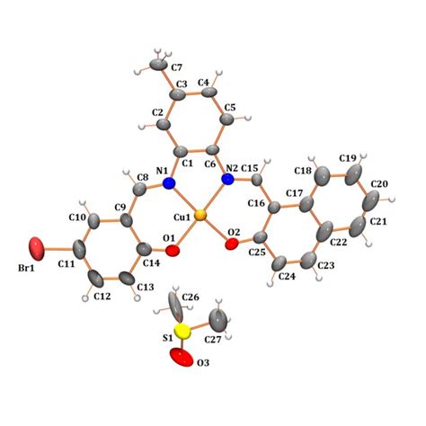 Ortep Diagram Of The X Ray Crystal Structure Of Cul T Dmso Complex