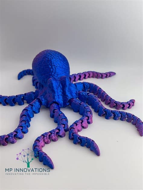 3d Printed Octopus Purple And Blue Articulated Octopus Figurine Unique Home Decor Desk Toy Etsy