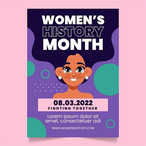 Free Vector Flat Womens History Month Vertical Poster Template