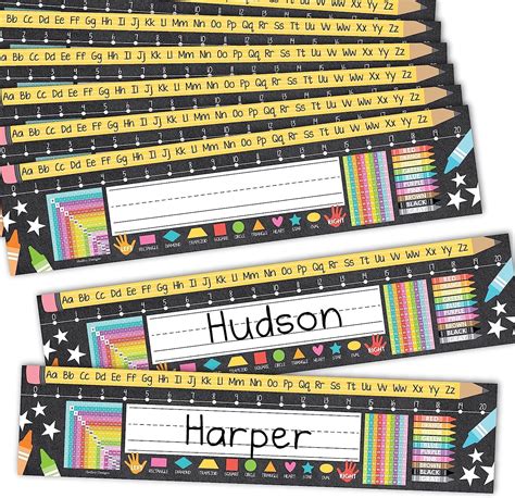 Monebena 60 Colorful Desk Name Tags For Classroom 12x4 Traditional