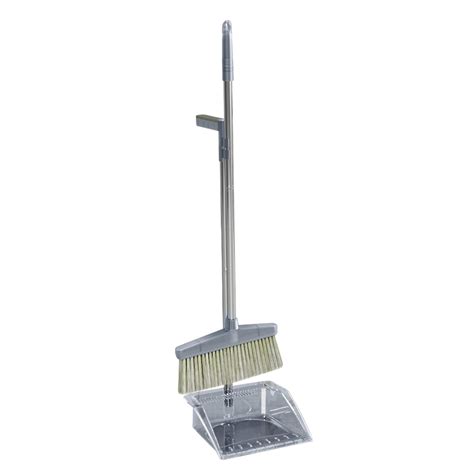 Broom Dustpan Set Cleaning Tool Dust Pan Long Handle Broom Brush Kit for Home Bedroom Gray ...