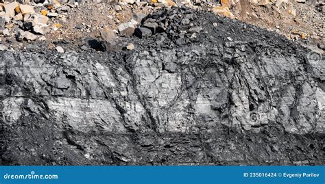 Geological Section Of Soil Layers Of Coal And Rock Overburden Open