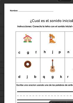 Beginning Sounds Sonidos Iniciales In Spanish Worksheet TPT