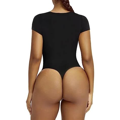 Heshpaws Womens Bodysuits Sexy Ribbed One Piece Square Neck Short