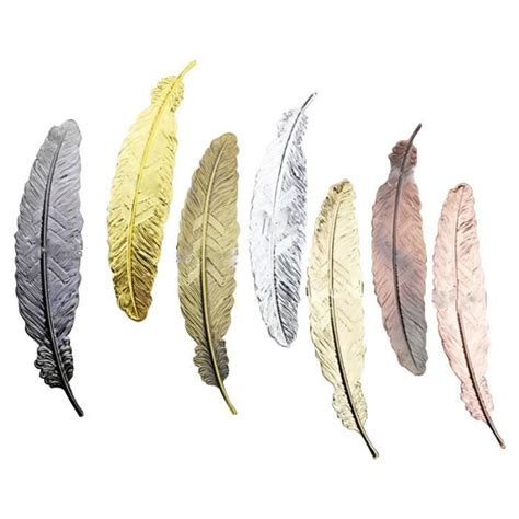 6 Pcs Differents Couleur Vintage Plume Metal Signets Marqueur De Livre