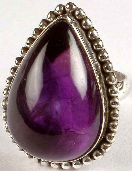 Tear Drop Amethyst Ring Exotic India Art