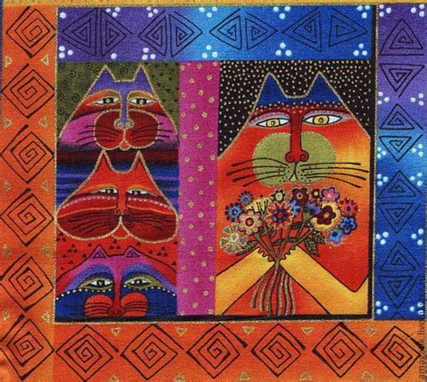 Laurel Burch Felines Fabric Panel Block Cats Quilting Appliqué