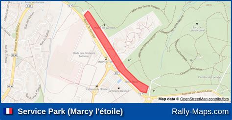 Service Park Marcy l étoile stage map Rallye Lyon Charbonnières