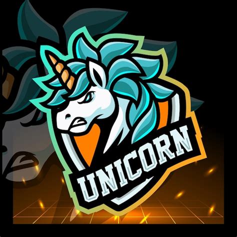 Insignia Del Logotipo De Esport De La Mascota Del Unicornio Vector